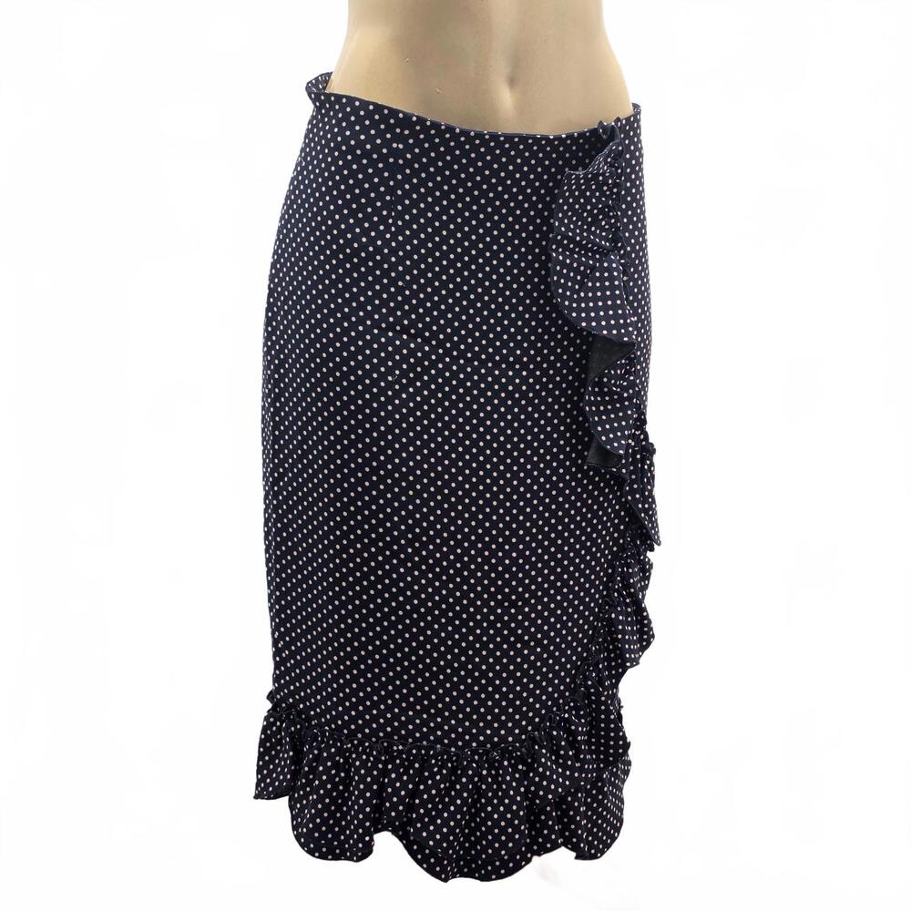 NWT Rebecca Taylor Silk Blue Polka Dot Ruffle Skirt 10 $375